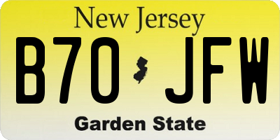 NJ license plate B70JFW
