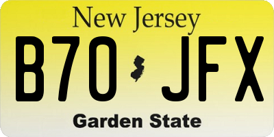 NJ license plate B70JFX