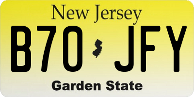 NJ license plate B70JFY