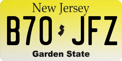 NJ license plate B70JFZ