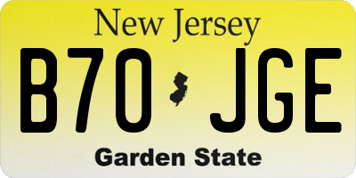 NJ license plate B70JGE