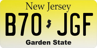 NJ license plate B70JGF