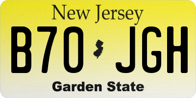 NJ license plate B70JGH