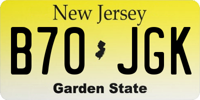NJ license plate B70JGK