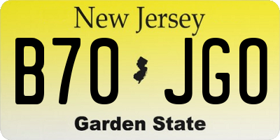 NJ license plate B70JGO