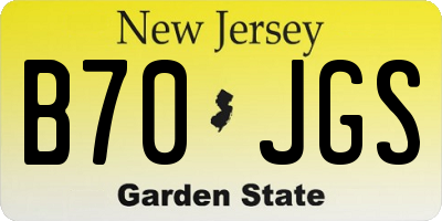 NJ license plate B70JGS