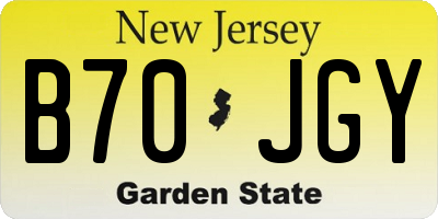 NJ license plate B70JGY