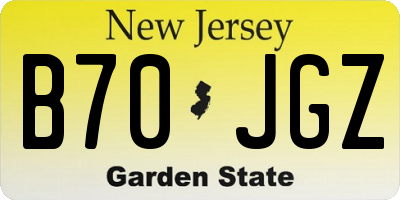 NJ license plate B70JGZ