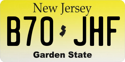 NJ license plate B70JHF