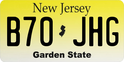 NJ license plate B70JHG