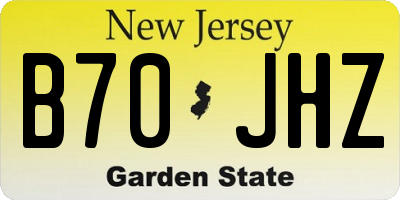 NJ license plate B70JHZ