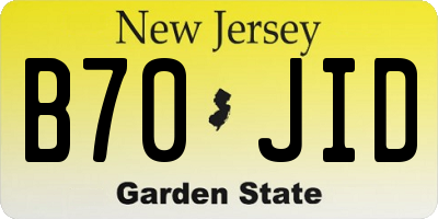 NJ license plate B70JID