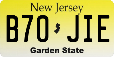 NJ license plate B70JIE