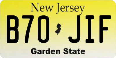 NJ license plate B70JIF