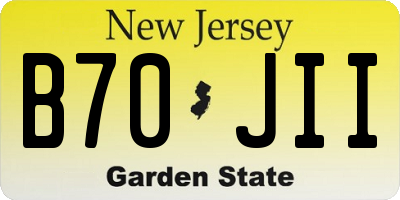 NJ license plate B70JII