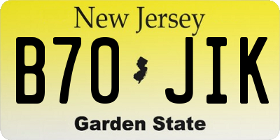 NJ license plate B70JIK