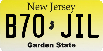 NJ license plate B70JIL