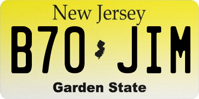 NJ license plate B70JIM