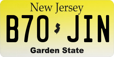 NJ license plate B70JIN