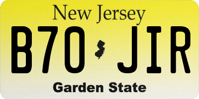 NJ license plate B70JIR