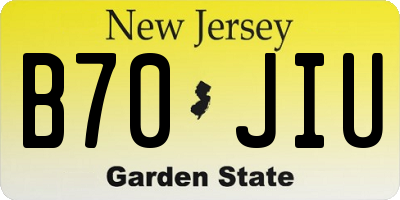 NJ license plate B70JIU