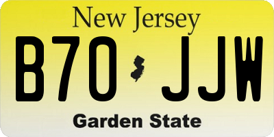 NJ license plate B70JJW