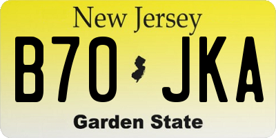 NJ license plate B70JKA