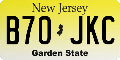 NJ license plate B70JKC