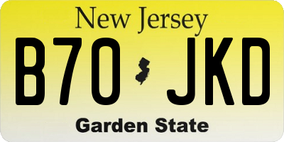 NJ license plate B70JKD
