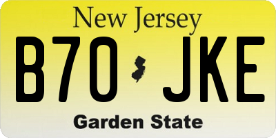 NJ license plate B70JKE