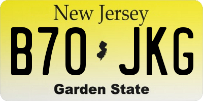 NJ license plate B70JKG
