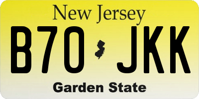NJ license plate B70JKK