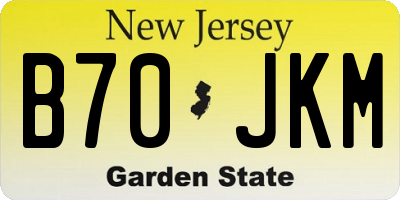 NJ license plate B70JKM