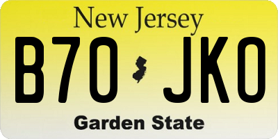 NJ license plate B70JKO