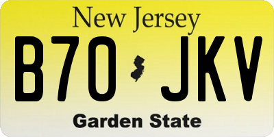 NJ license plate B70JKV