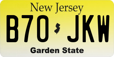 NJ license plate B70JKW