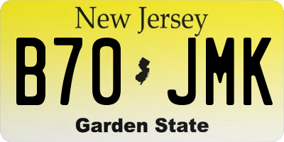 NJ license plate B70JMK