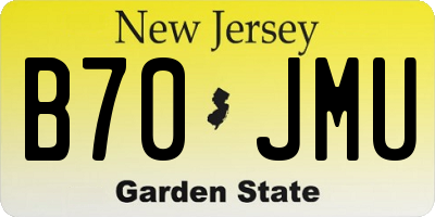 NJ license plate B70JMU