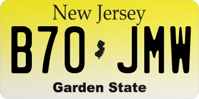 NJ license plate B70JMW