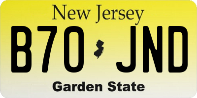 NJ license plate B70JND