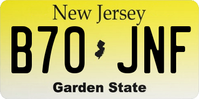 NJ license plate B70JNF