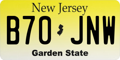 NJ license plate B70JNW