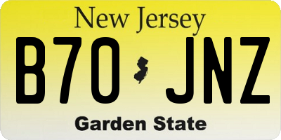 NJ license plate B70JNZ