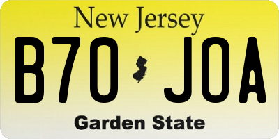 NJ license plate B70JOA