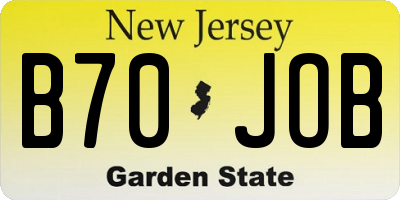 NJ license plate B70JOB