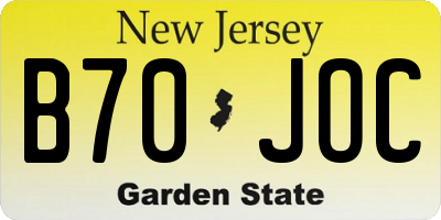 NJ license plate B70JOC