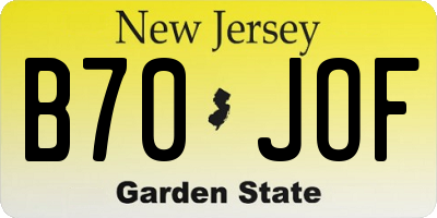 NJ license plate B70JOF