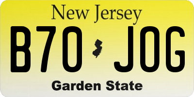 NJ license plate B70JOG