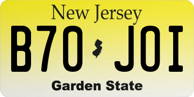 NJ license plate B70JOI