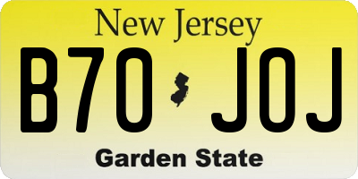 NJ license plate B70JOJ